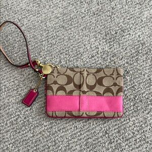 Coach Brown and Pink Wristlet